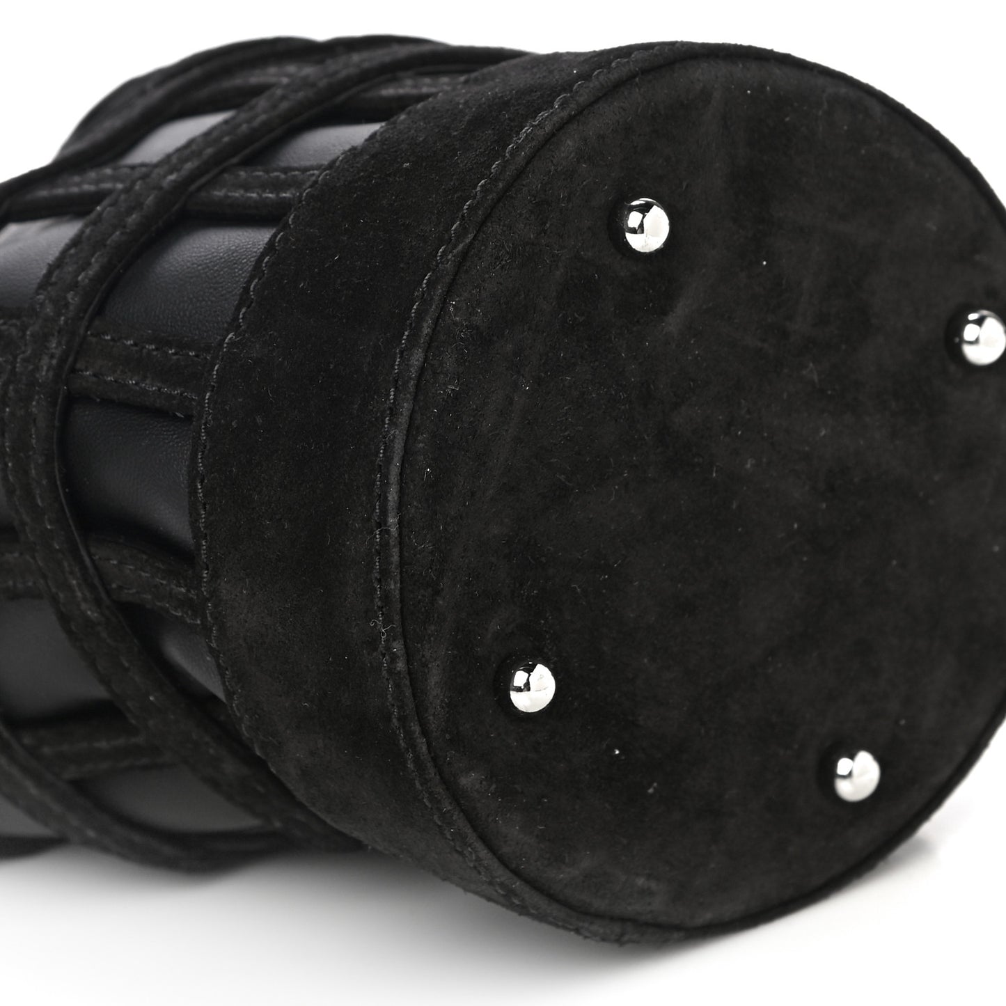 Suede Calfskin Roxy Mini Bucket Bag Black