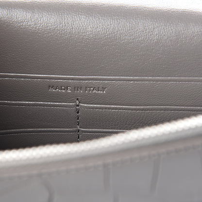 Saint Laurent Calfskin Crocodile Embossed Kate Monogram Tassel Chain Wallet Fog 6 of 9