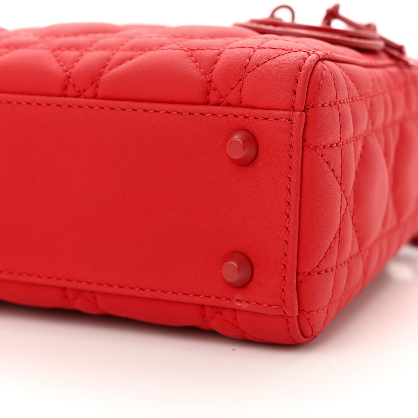 Ultra Matte Calfskin Cannage Mini Lady Dior Red