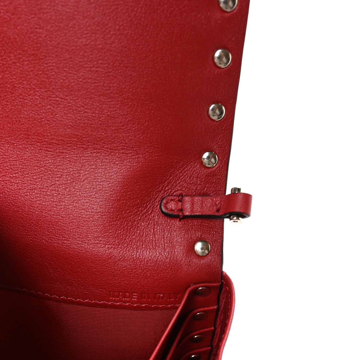 Valentino Garavani Vitello Small Rockstud Flap Wallet on Chain Red 6 of 11