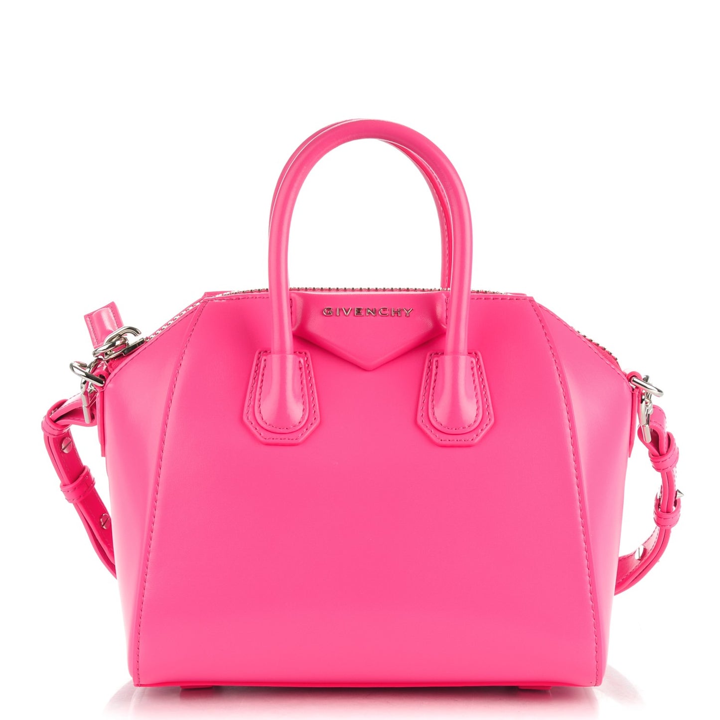 Shiny Lord Calfskin Mini Antigona Shocking Pink