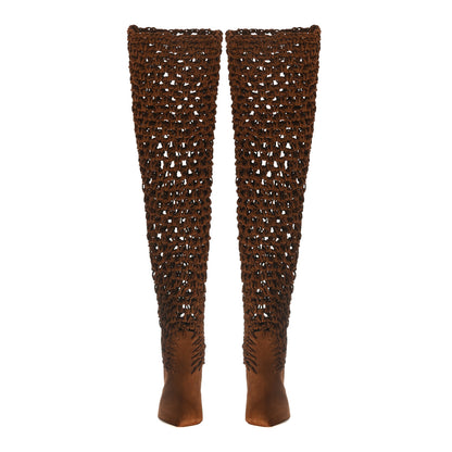Saint Laurent Suede Twine Soho Niki 105 Thigh High Boots 36 Light Land 2 of 9