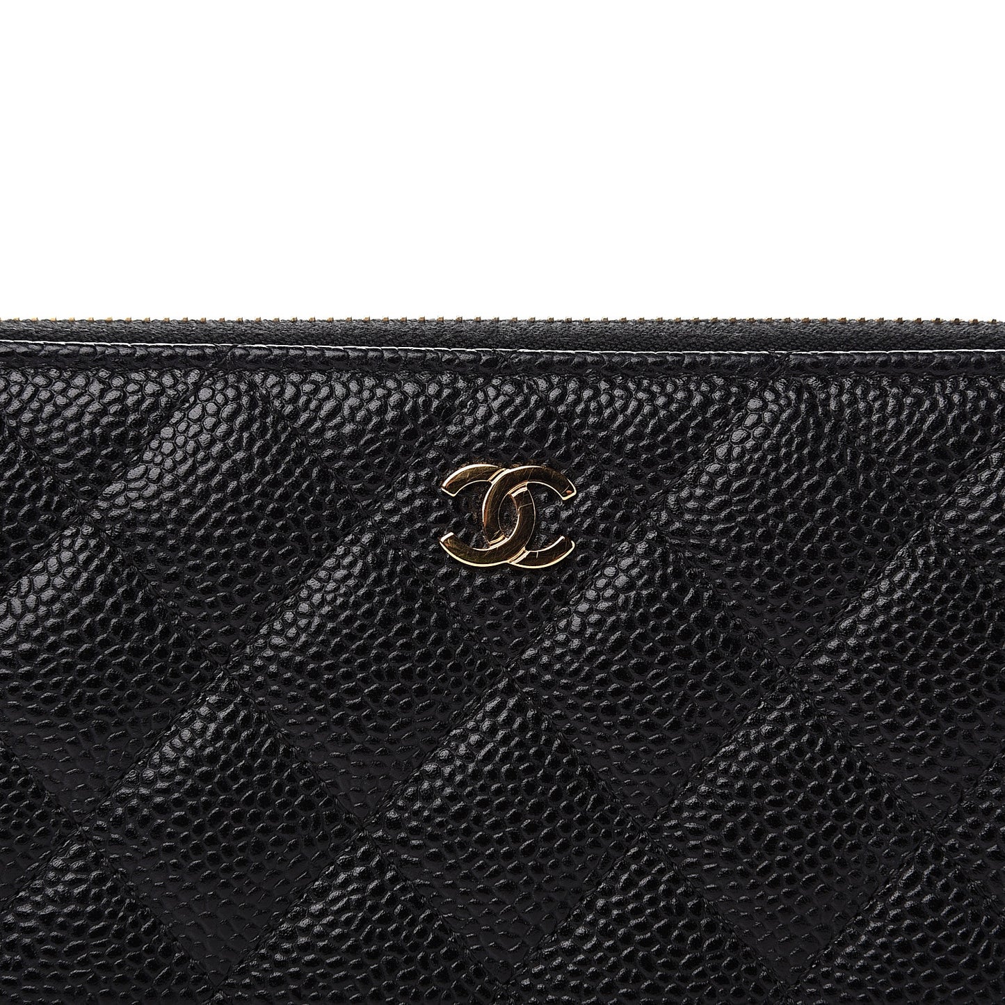 Caviar Quilted Large Gusset Zip Around Wallet Black