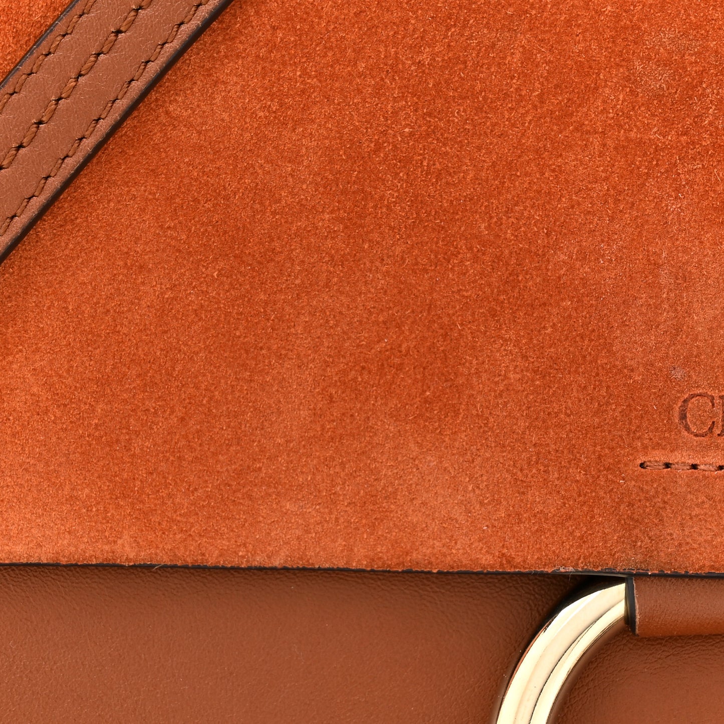 Suede Calfskin Small Faye Shoulder Bag Tobacco