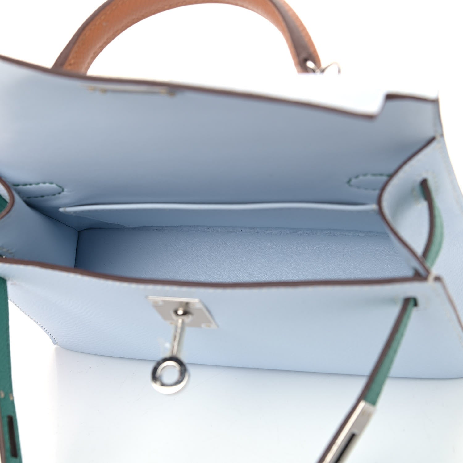 Hermes Epsom Mini Kelly Sellier 20 Bleu Brume Vert Jade Gold 4 of 9
