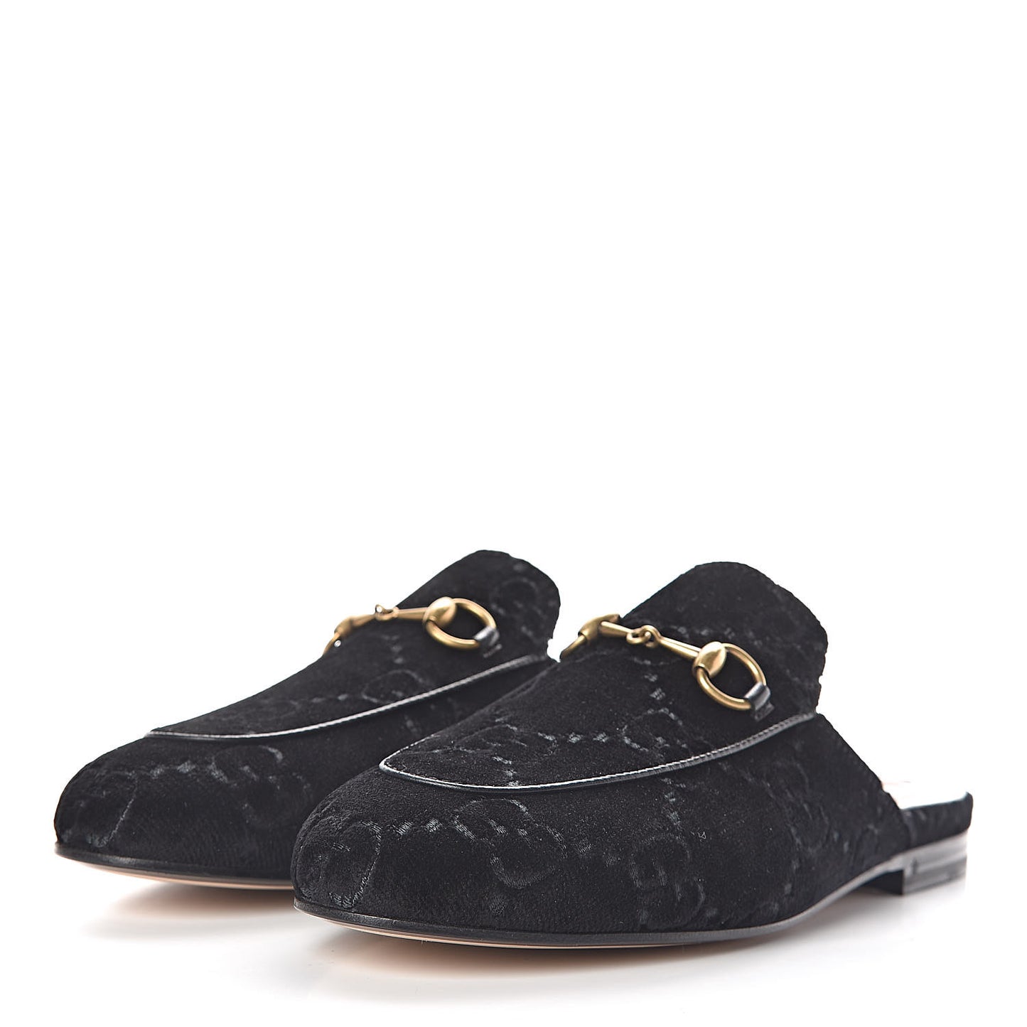 Velvet GG Monogram Womens Princetown Slippers 36 Black