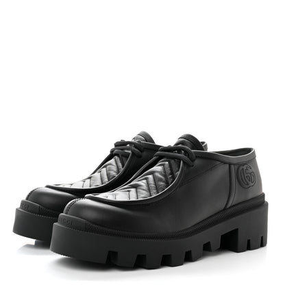Gucci Calfskin Nappa Matelasse Lug Sole Derby Loafers 36.5 Black 3 of 8
