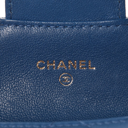 Chanel Sheepskin Chevron Quilted Reissue Card Holder Blue 6 of 12