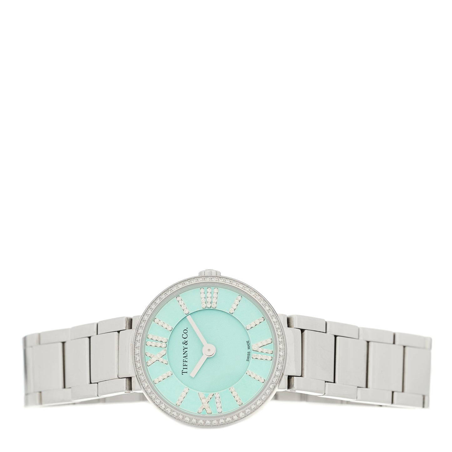 Stainless Steel Diamond Bezel 24mm Atlas 2-Hand Quartz Watch Ice Blue