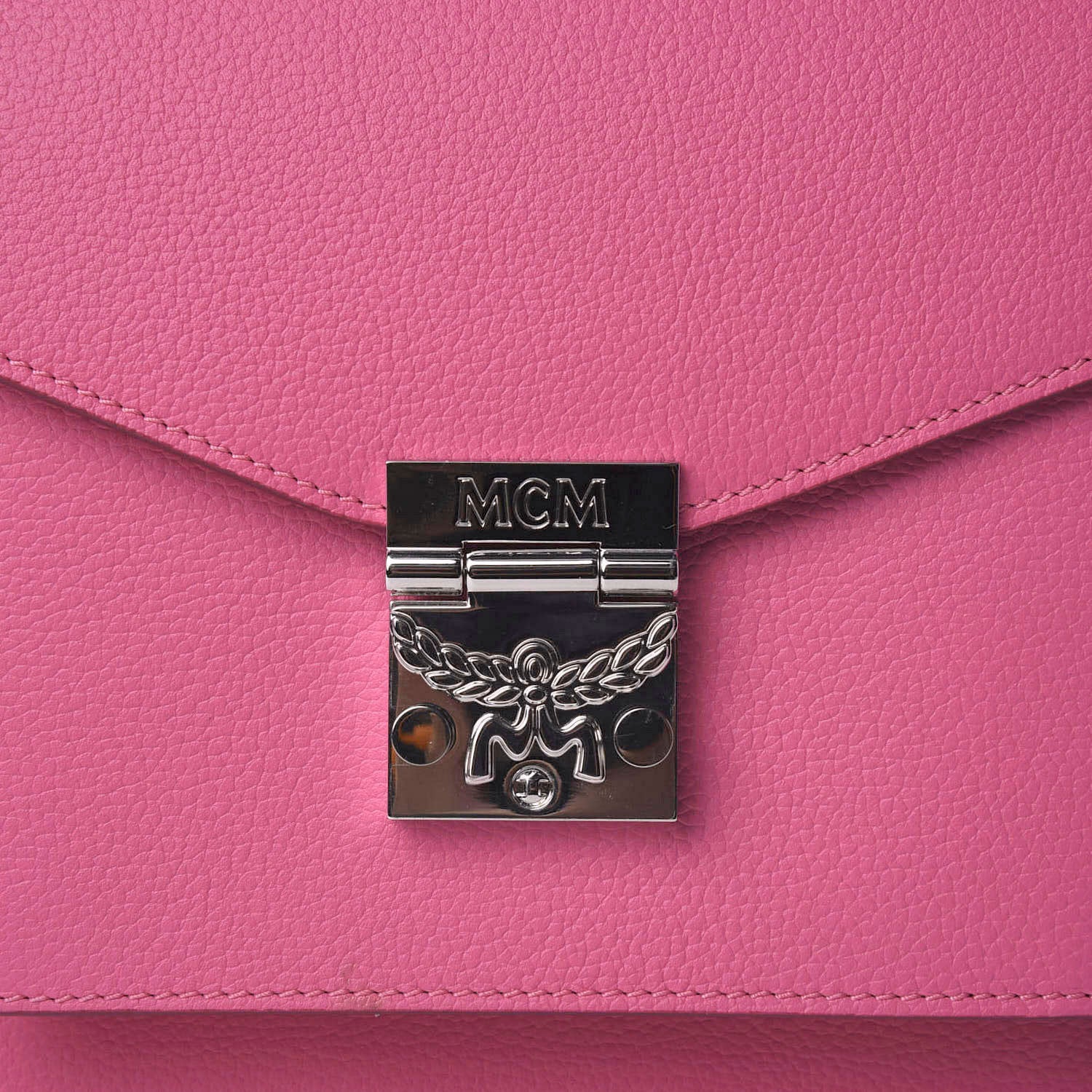 MCM Grained Calfskin Medium Patricia Park Avenue Satchel Sugar Pink 9 of 9