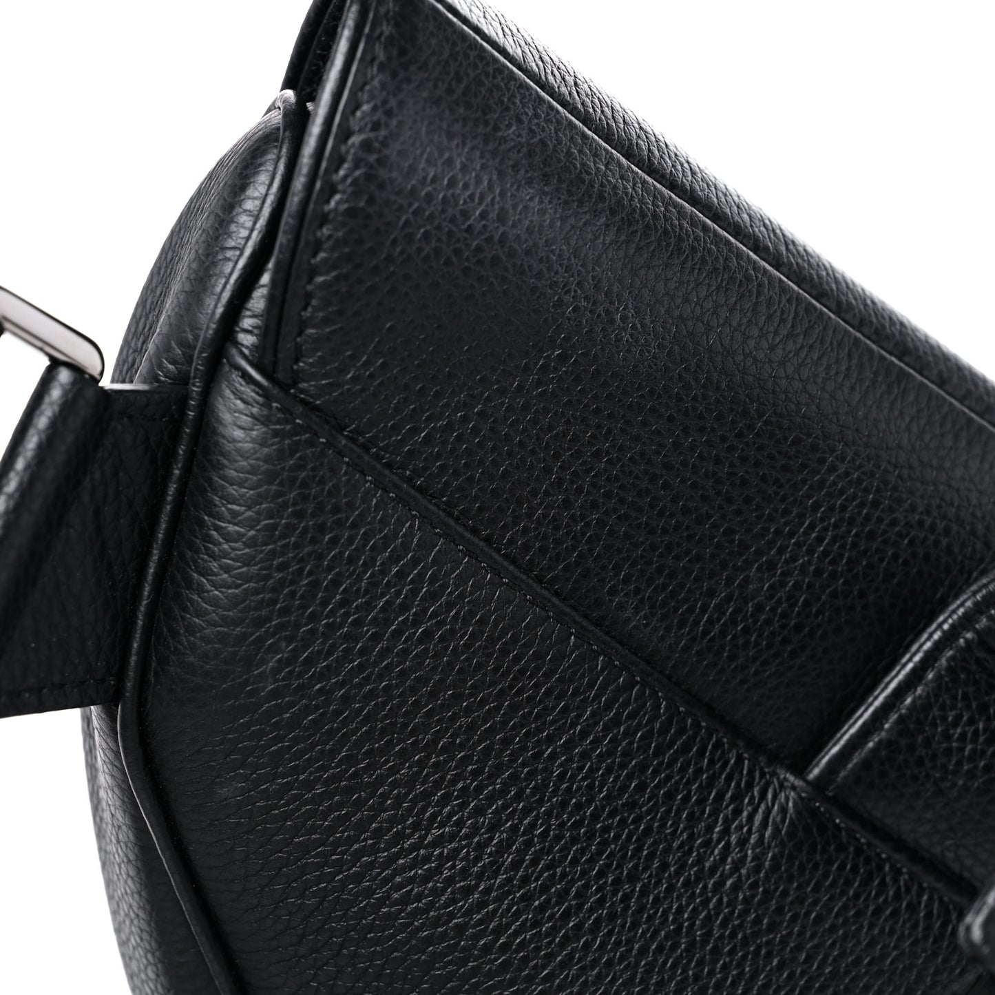 X SHAWN STUSSY Grained Calfskin Saddle Bag Black