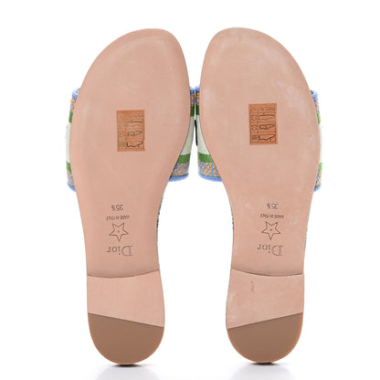 Christian Dior Canvas Embroidered Tropicalia Dway Mules Slide Sandals 35.5 Green 5 of 9