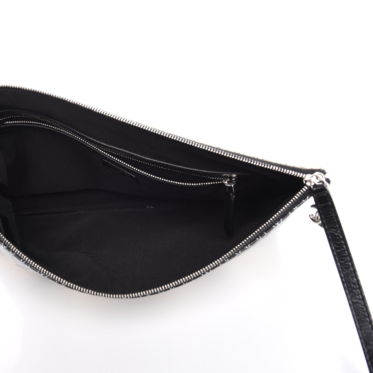 Chanel Coated Canvas Camellia Printed Pouch Black Beige 5 of 8