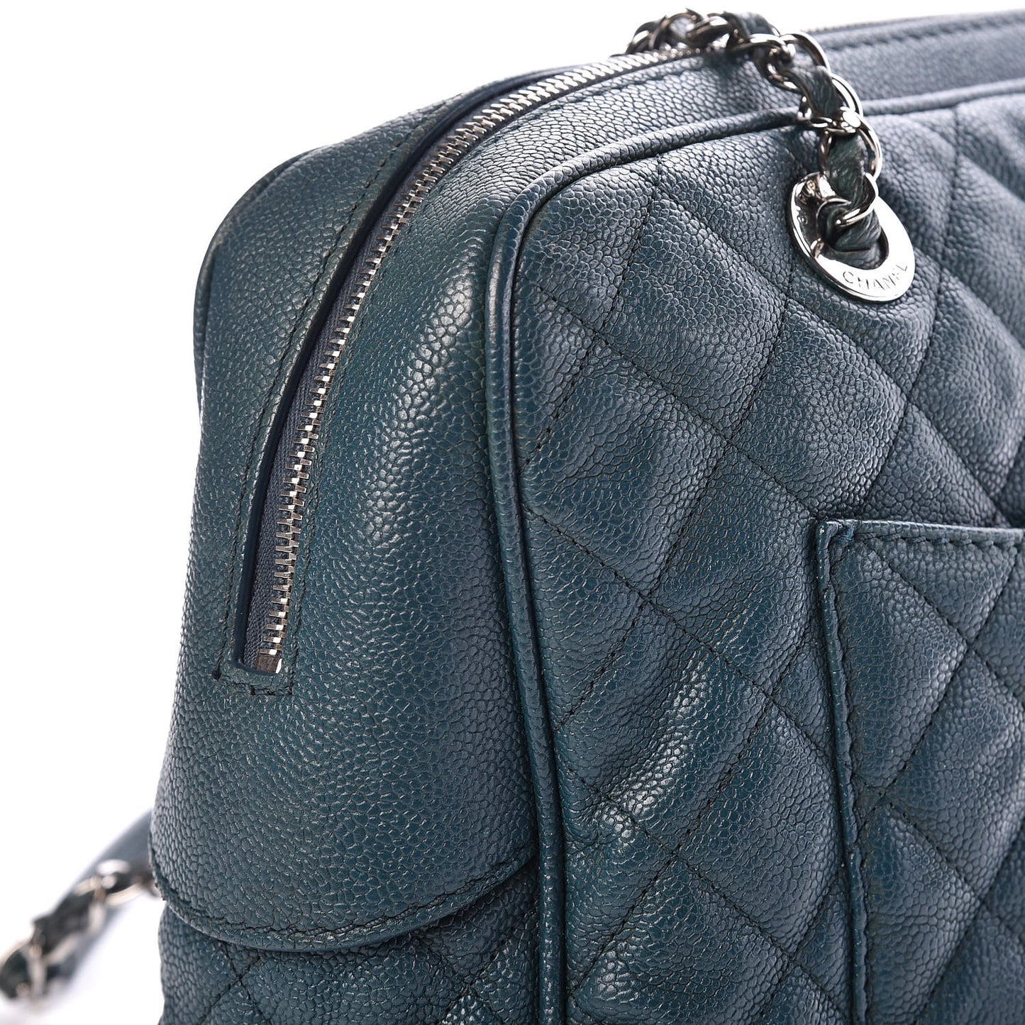 Caviar Quilted Large Paradoxal Camera Case Turquoise