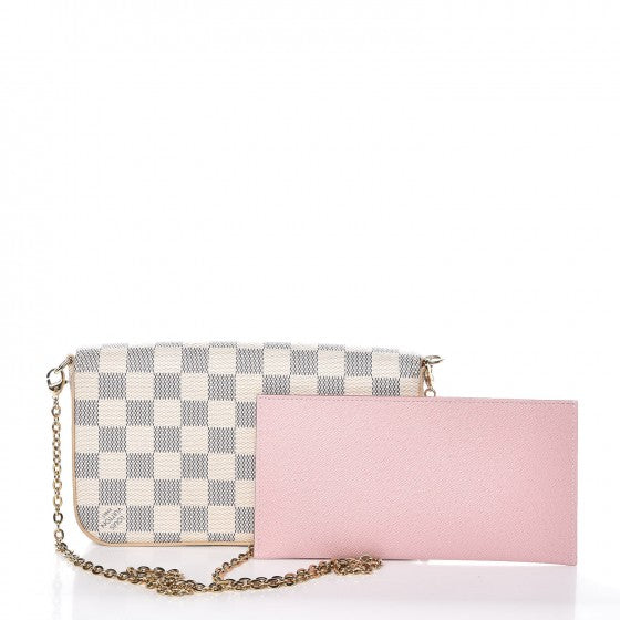 Louis Vuitton Damier Azur Pochette Felicie Chain Wallet Rose Ballerine 6 of 13
