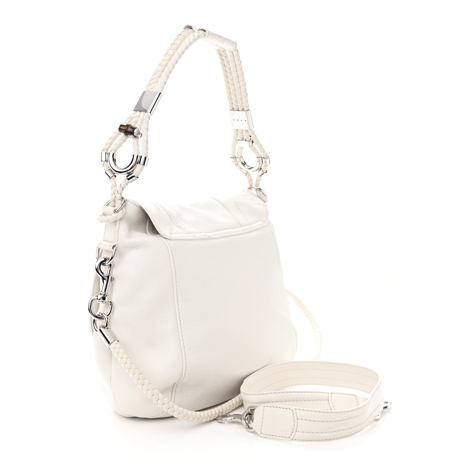 Gucci Calfskin Techno Horsebit Large Flap White 3 of 15