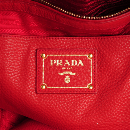 Prada Vitello Daino Side Pocket Tote Rosso 6 of 7