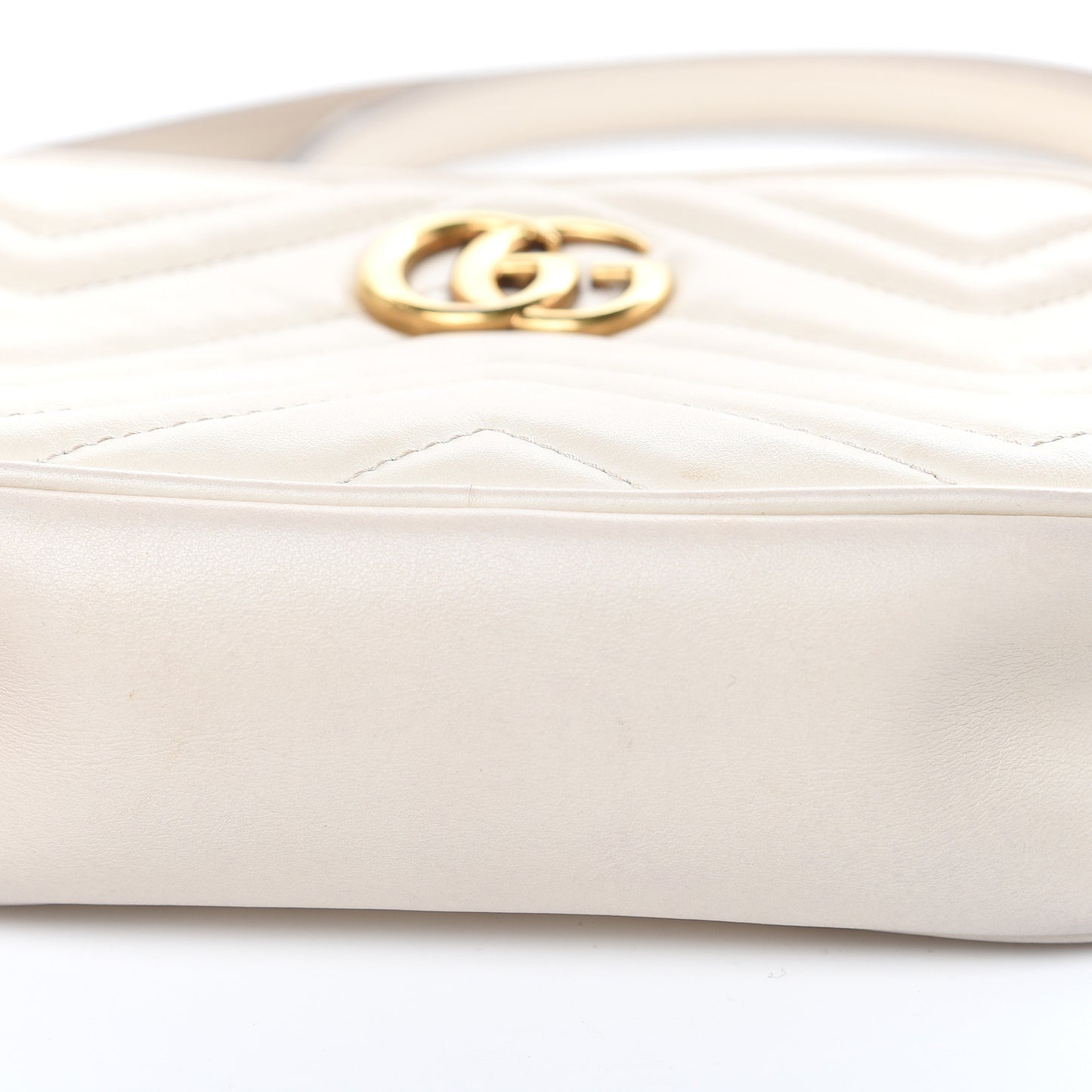Calfskin Matelasse Mini GG Marmont Chain Shoulder Bag White