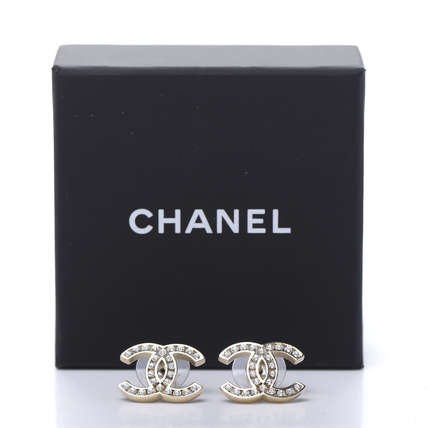 Chanel Crystal CC Earrings Gold 6 of 6