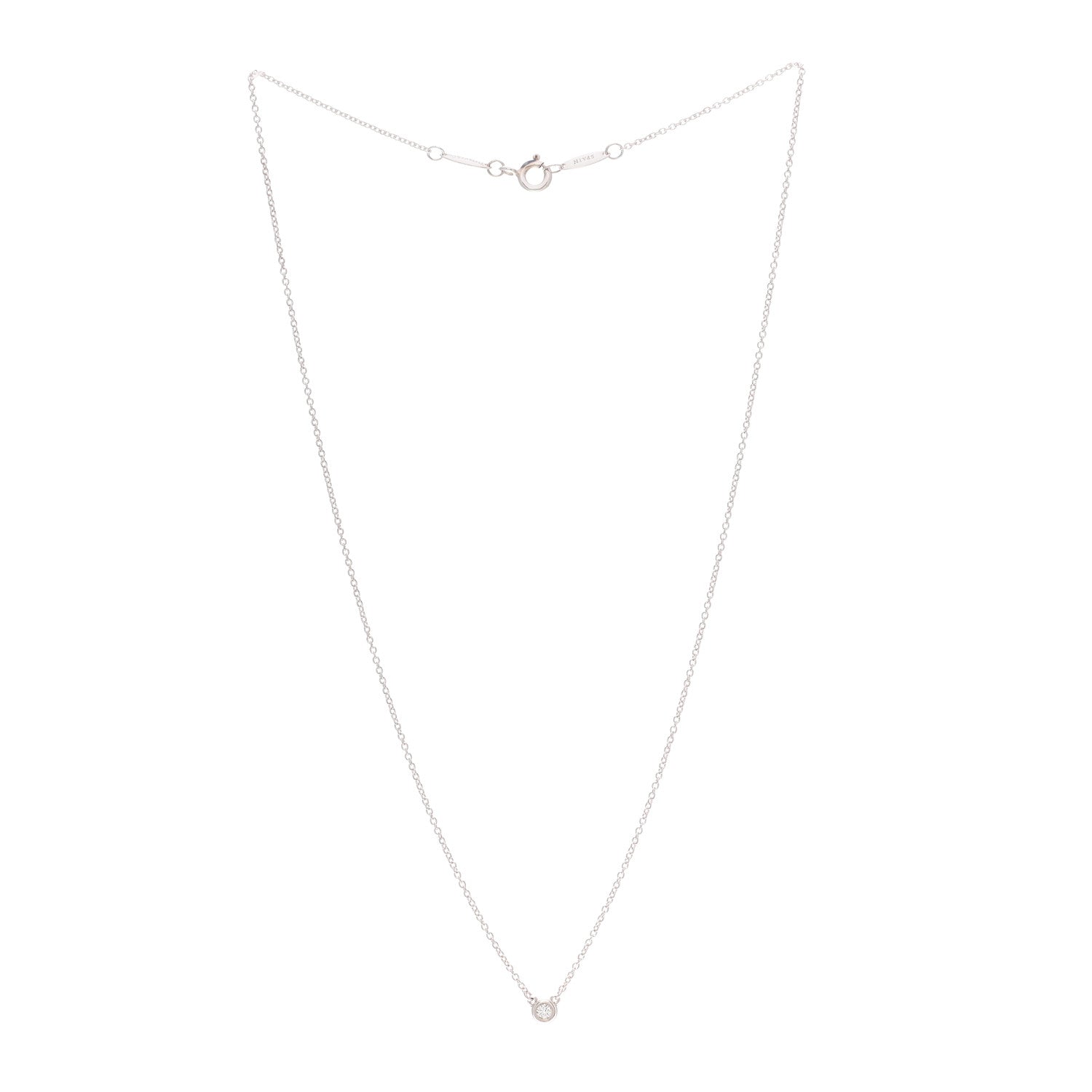 Tiffany Sterling Silver Diamond .05ct Elsa Peretti Diamonds by the Yard Pendant Necklace 3 of 8