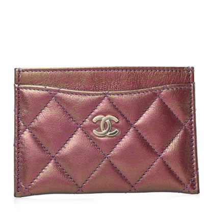 Chanel Iridescent Lambskin Quilted Card Holder Purple 1 of 8