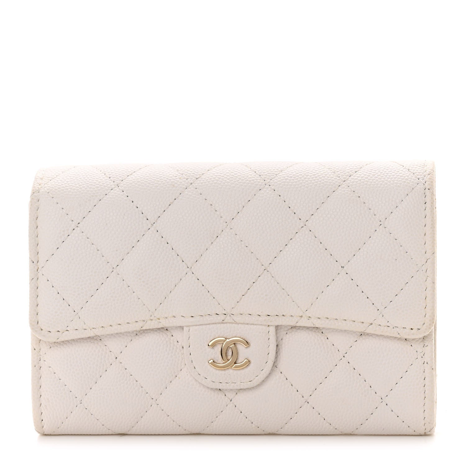 Chanel Caviar Quilted Medium Flap Wallet White 1 of 12