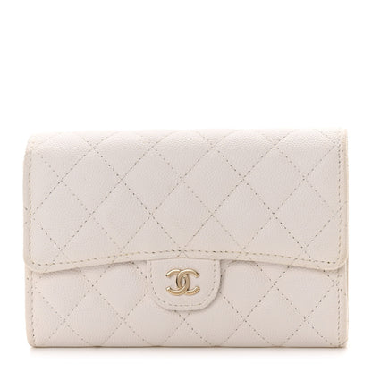 Chanel Caviar Quilted Medium Flap Wallet White 1 of 12