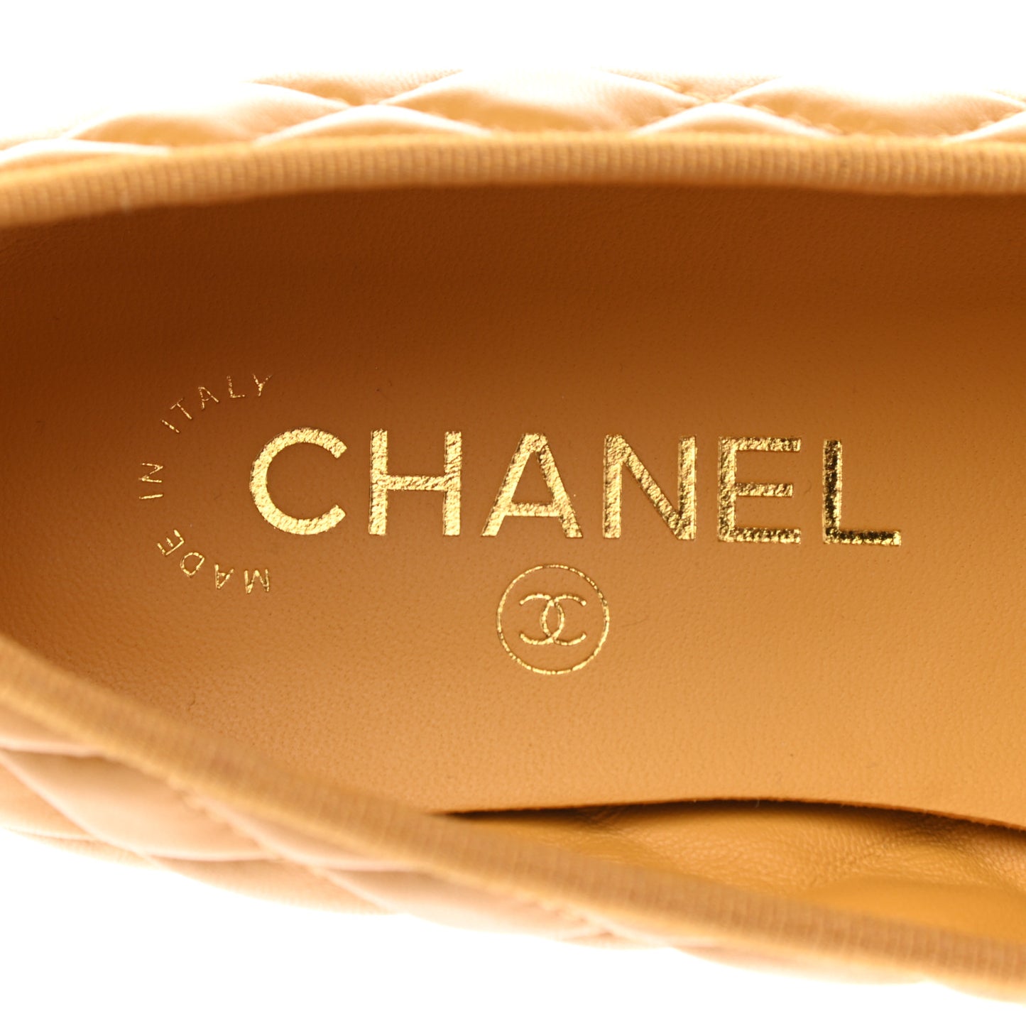 Lambskin Quilted CC Cap Toe Ballerina Flats 39.5 Yellow
