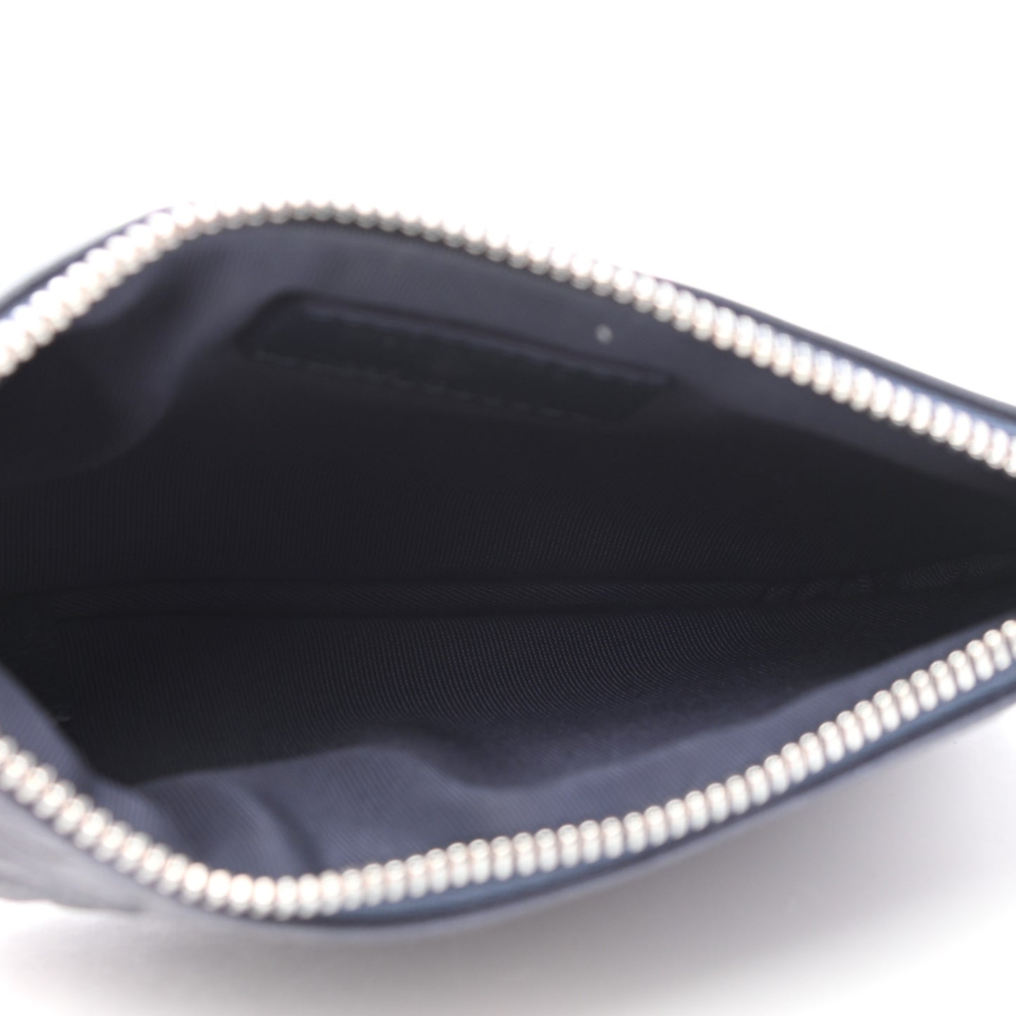 Goatskin Camellia Embossed Cosmetic Pouch Navy