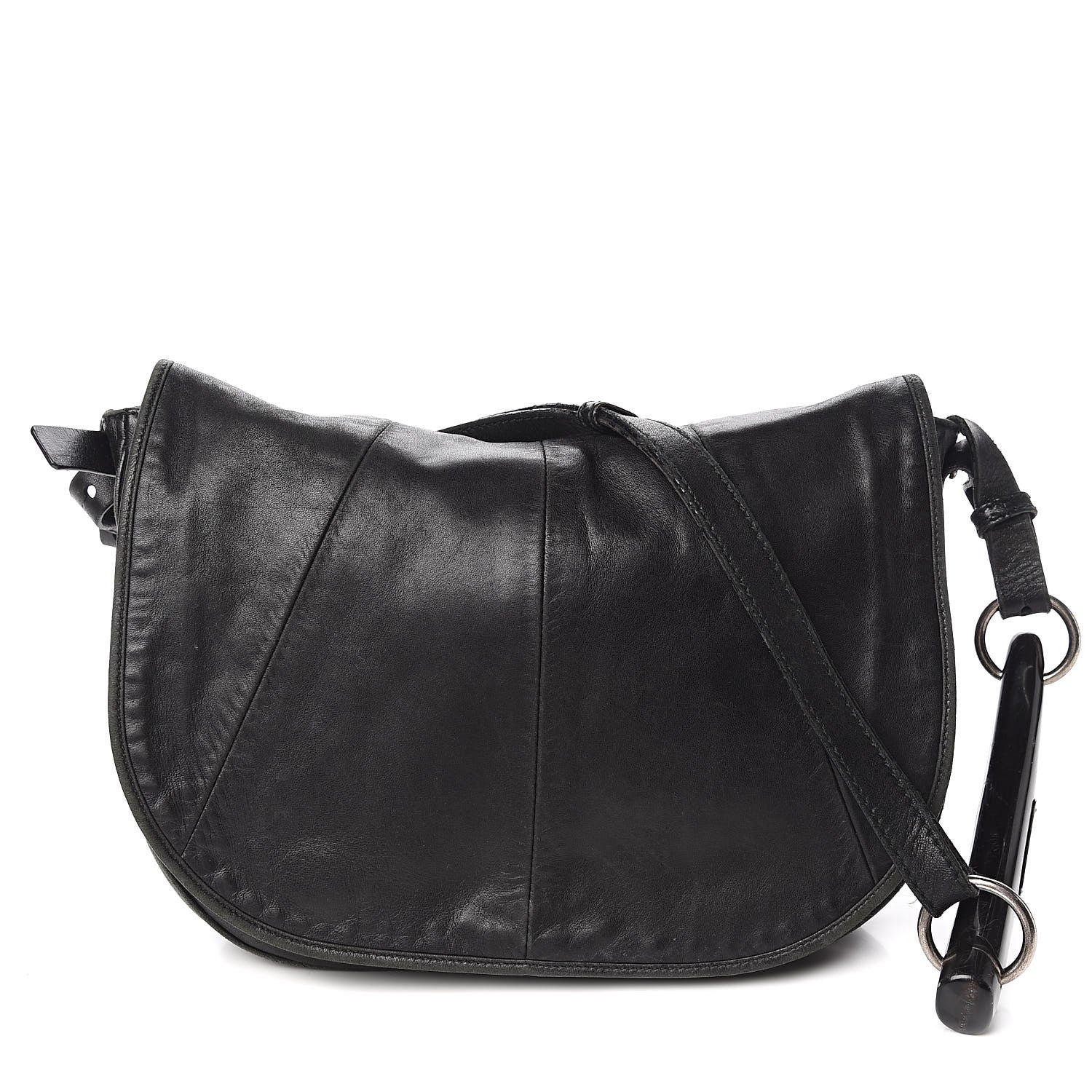Saint Laurent Lambskin Horn Messenger Bag Black 1 of 17