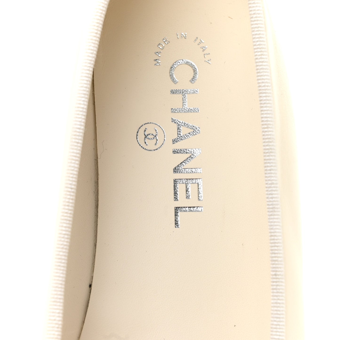 Lambskin Cap Toe CC Ballerina Flats 39.5 White Black