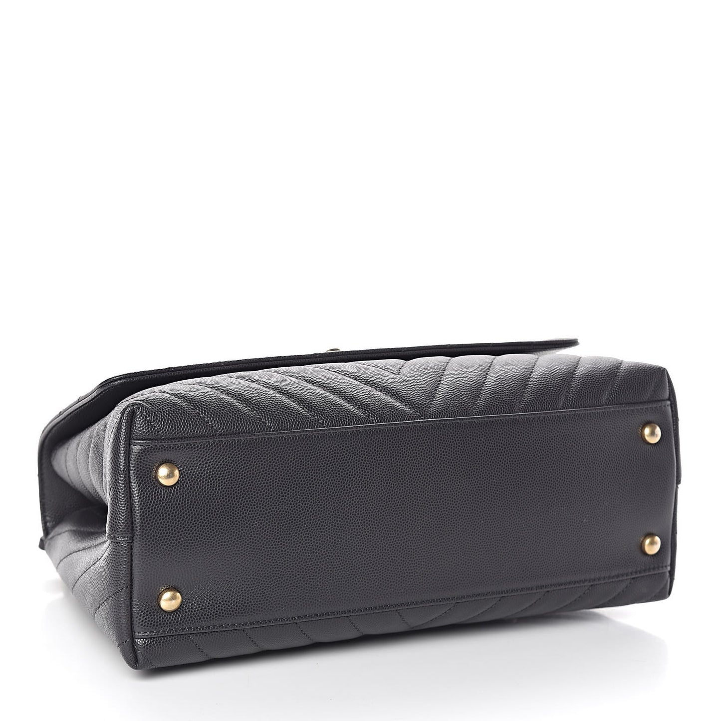 Caviar Chevron Quilted Small Coco Handle Flap Black