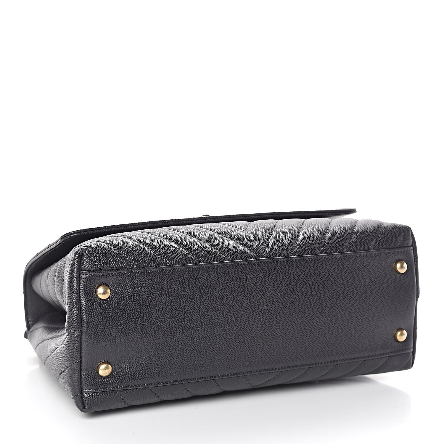Chanel Caviar Chevron Quilted Small Coco Handle Flap Black 4 of 10