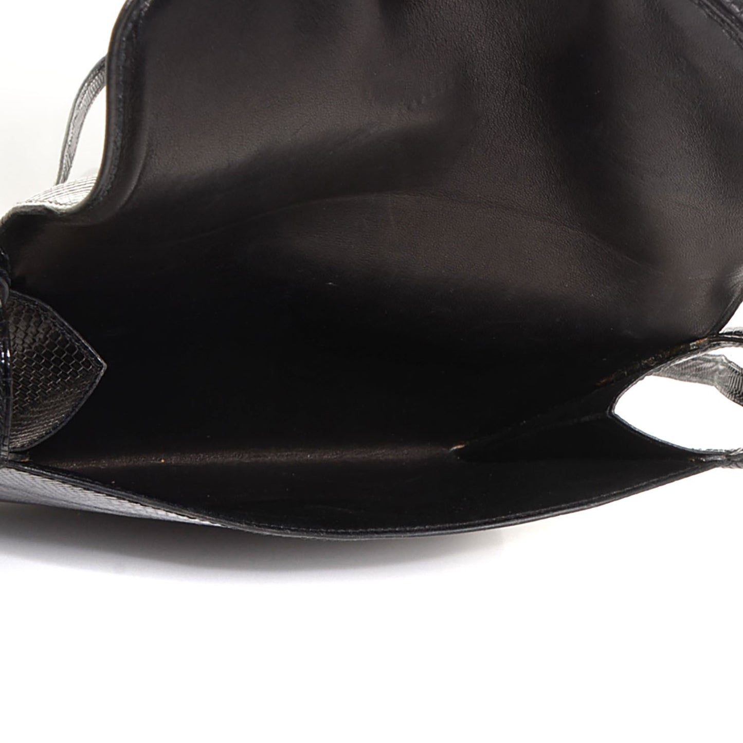 Lizard Flap Shoulder Bag Black