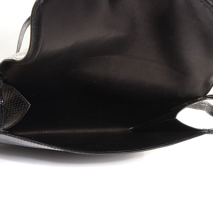 Hermes Lizard Flap Shoulder Bag Black 5 of 7