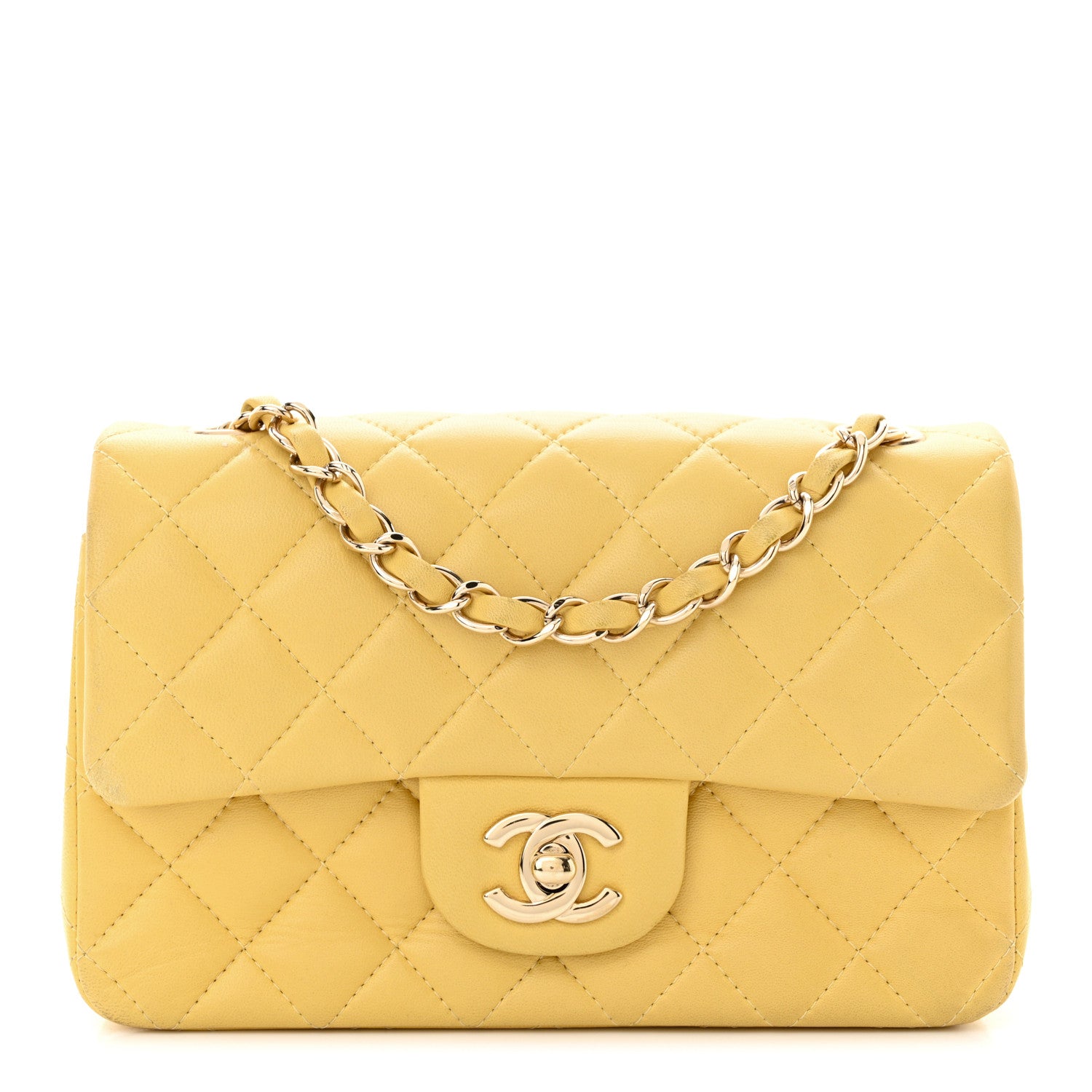 Chanel Lambskin Quilted Mini Rectangular Flap Yellow 1 of 17