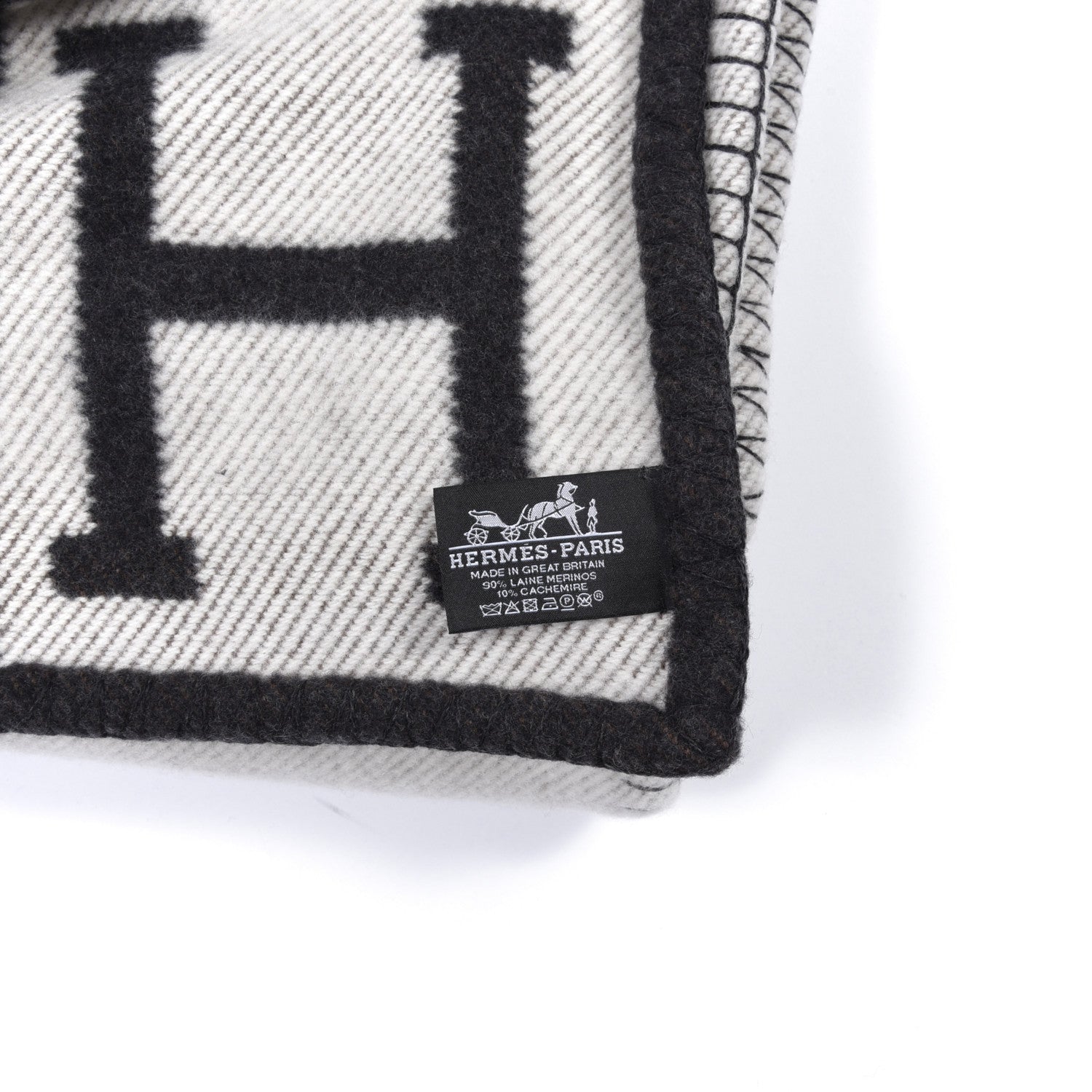 Hermes Wool Cashmere Avalon Blanket Ecru Gris Fonce 3 of 3