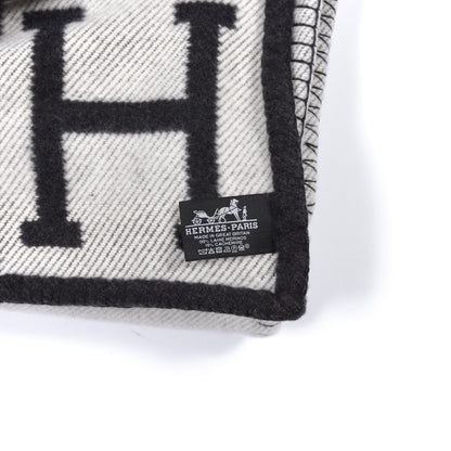Hermes Wool Cashmere Avalon Blanket Ecru Gris Fonce 3 of 3