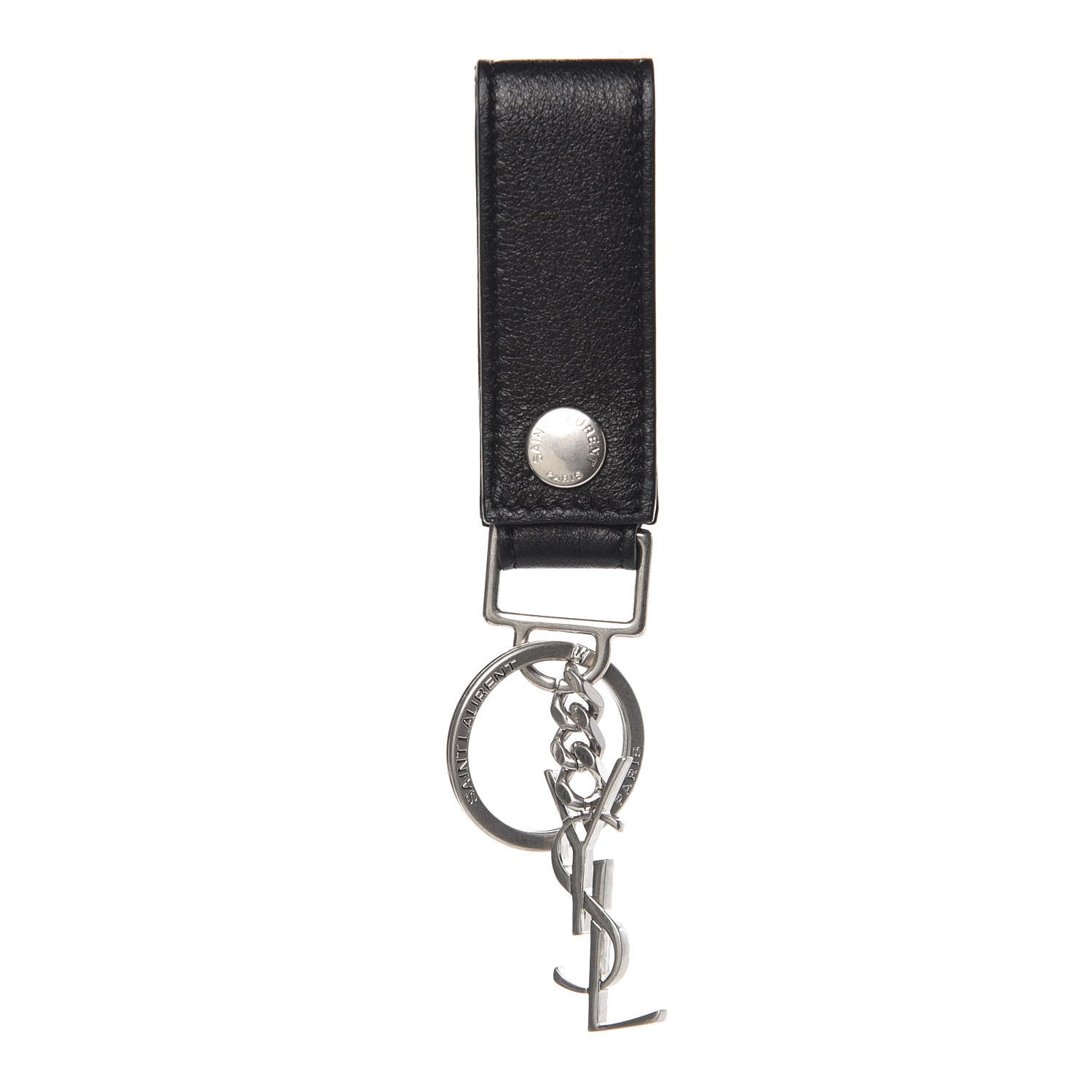 Saint Laurent Calfskin Monogram Key Ring Black 1 of 3