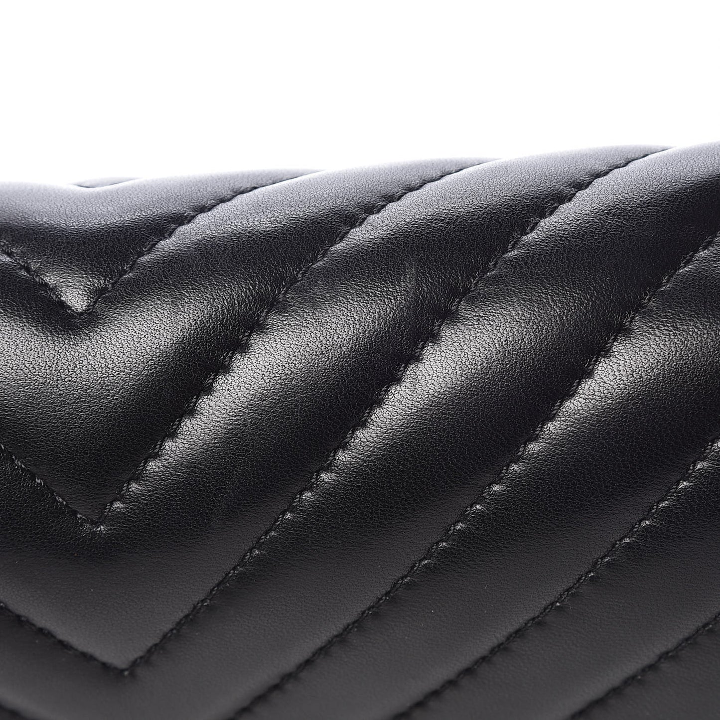 Lambskin Chevron Quilted Large Surpique Flap Black