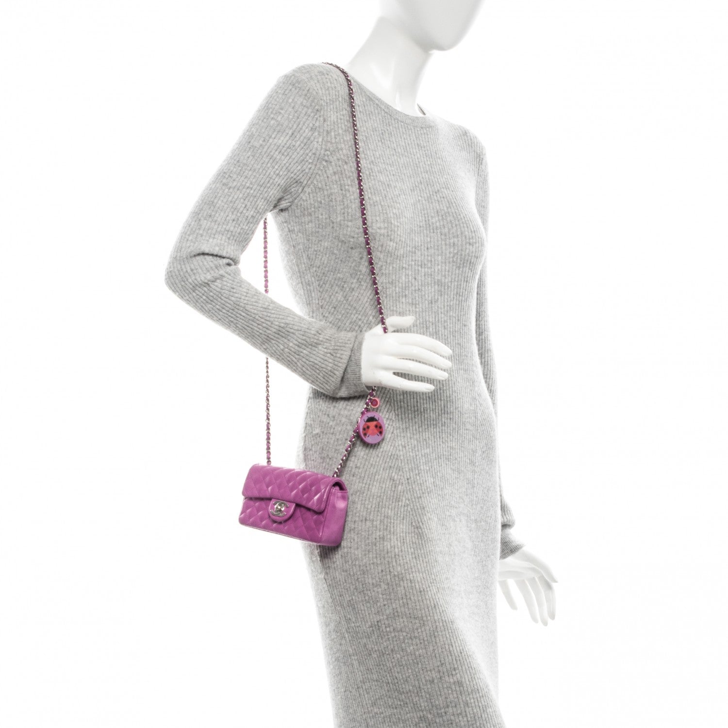 Chanel Lambskin Extra Mini Rectangular Ladybug Flap Purple 2 of 12