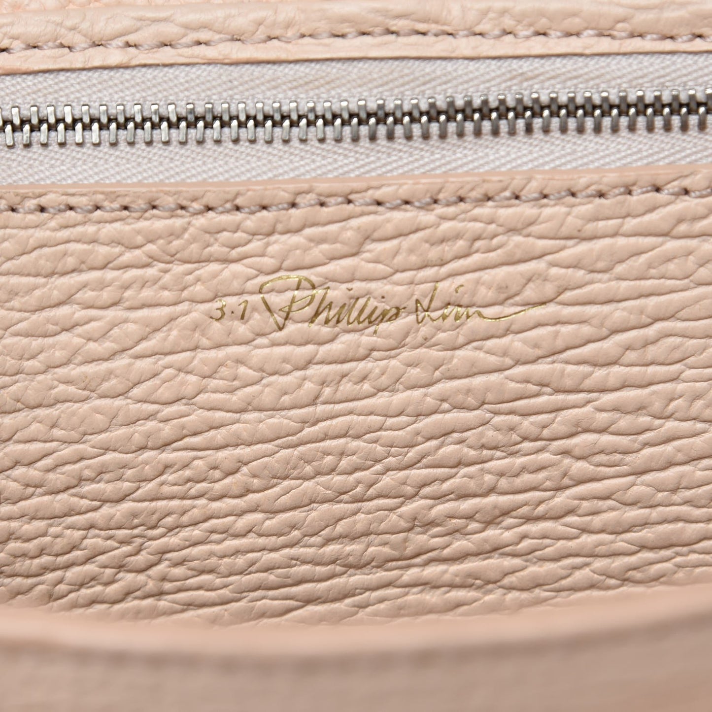 3.1 Textured Calfskin Mini Pashli Satchel White Peach