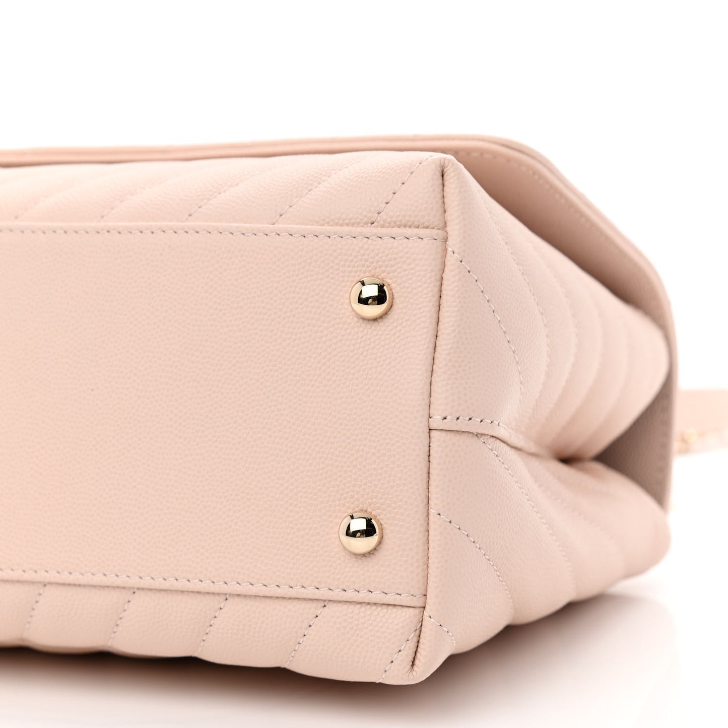 Caviar Chevron Quilted Small Coco Handle Flap Beige