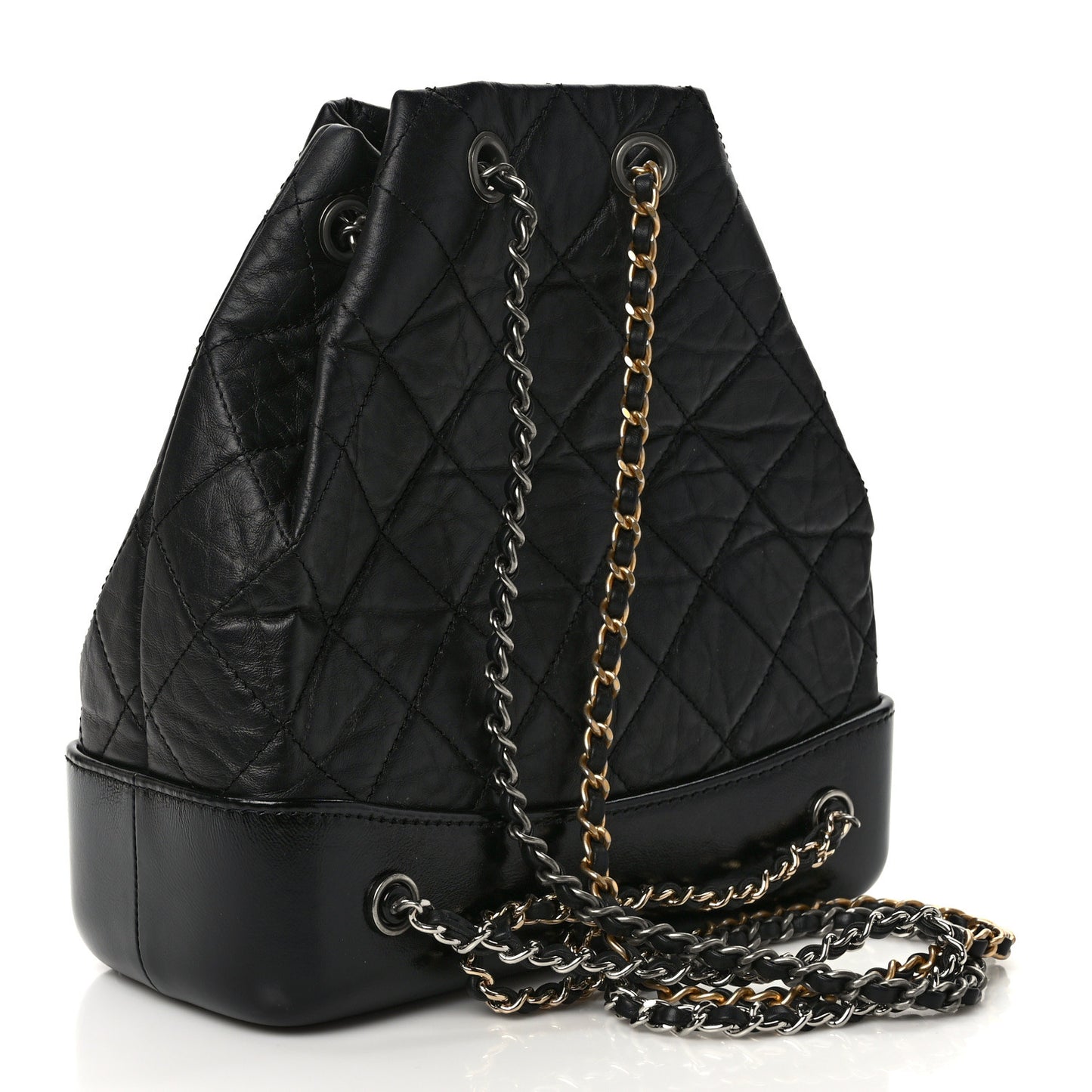 Aged Calfskin Quilted Small Gabrielle Backpack Black