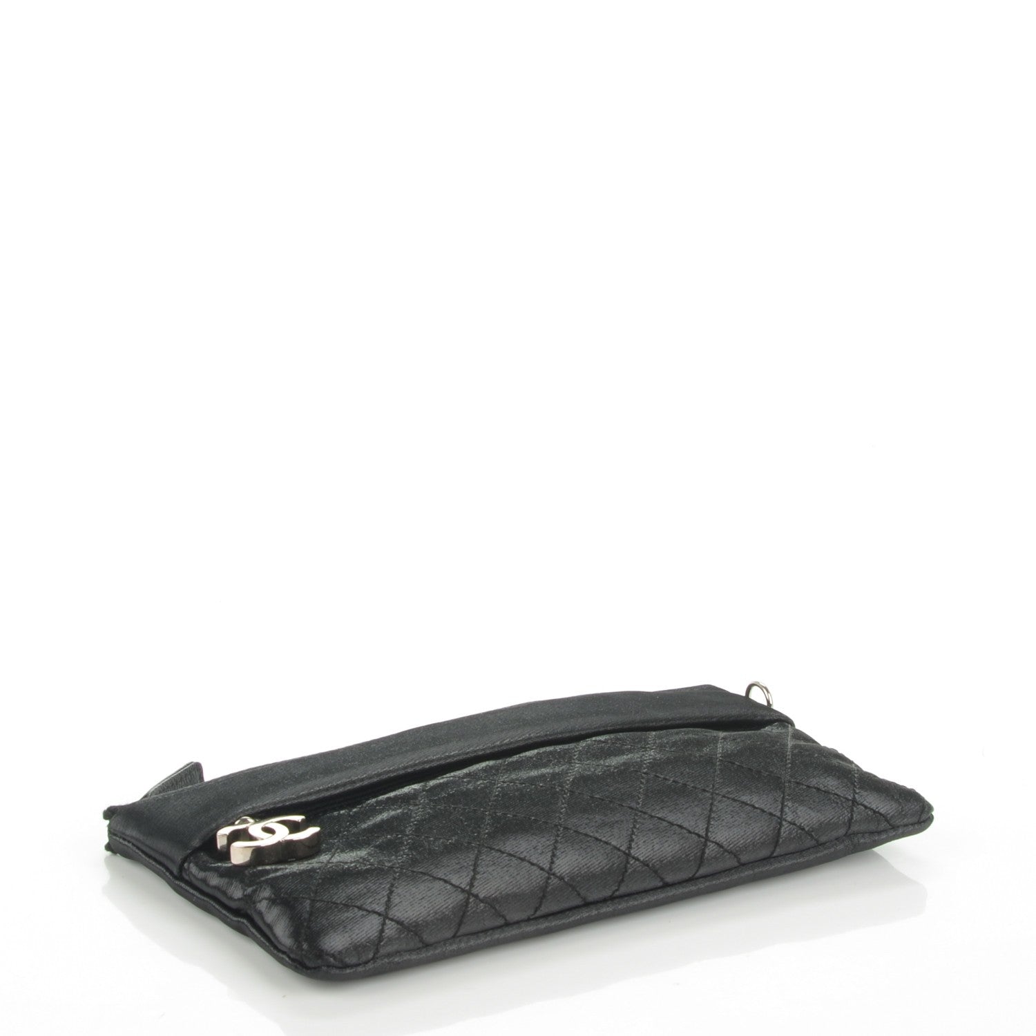 Chanel Coated Canvas Quilted Paris Biarritz Ligne Clutch Black 4 of 7