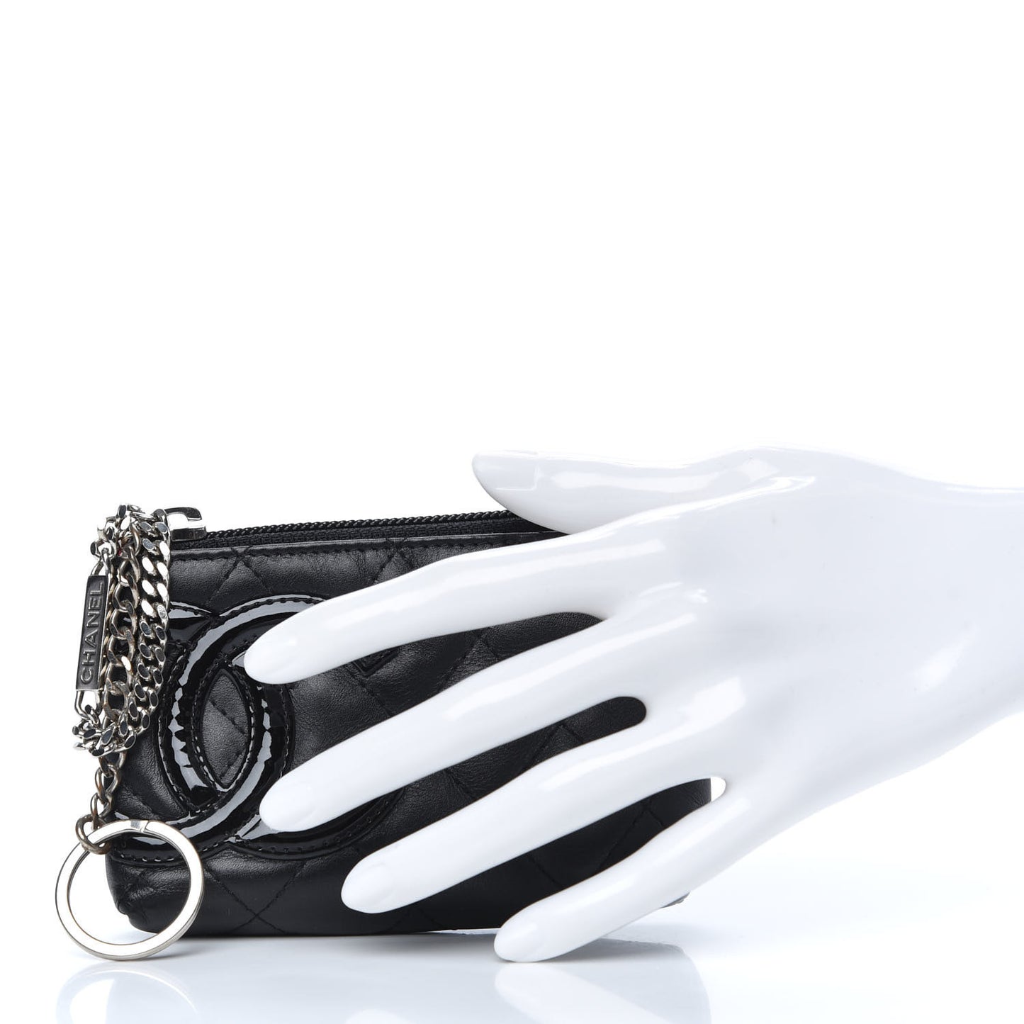 Calfskin Quilted Cambon Key Pouch Black