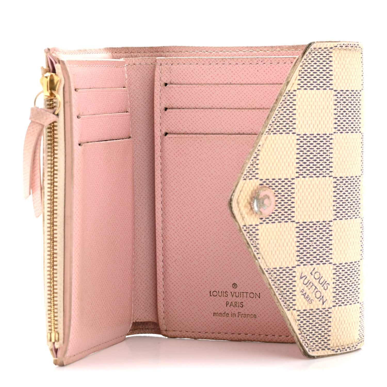 Louis Vuitton Damier Azur Victorine Wallet Rose Ballerine 5 of 13