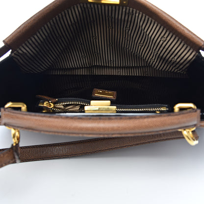 Fendi Patent Large Peekaboo Iconic Satchel Brown 5 of 14