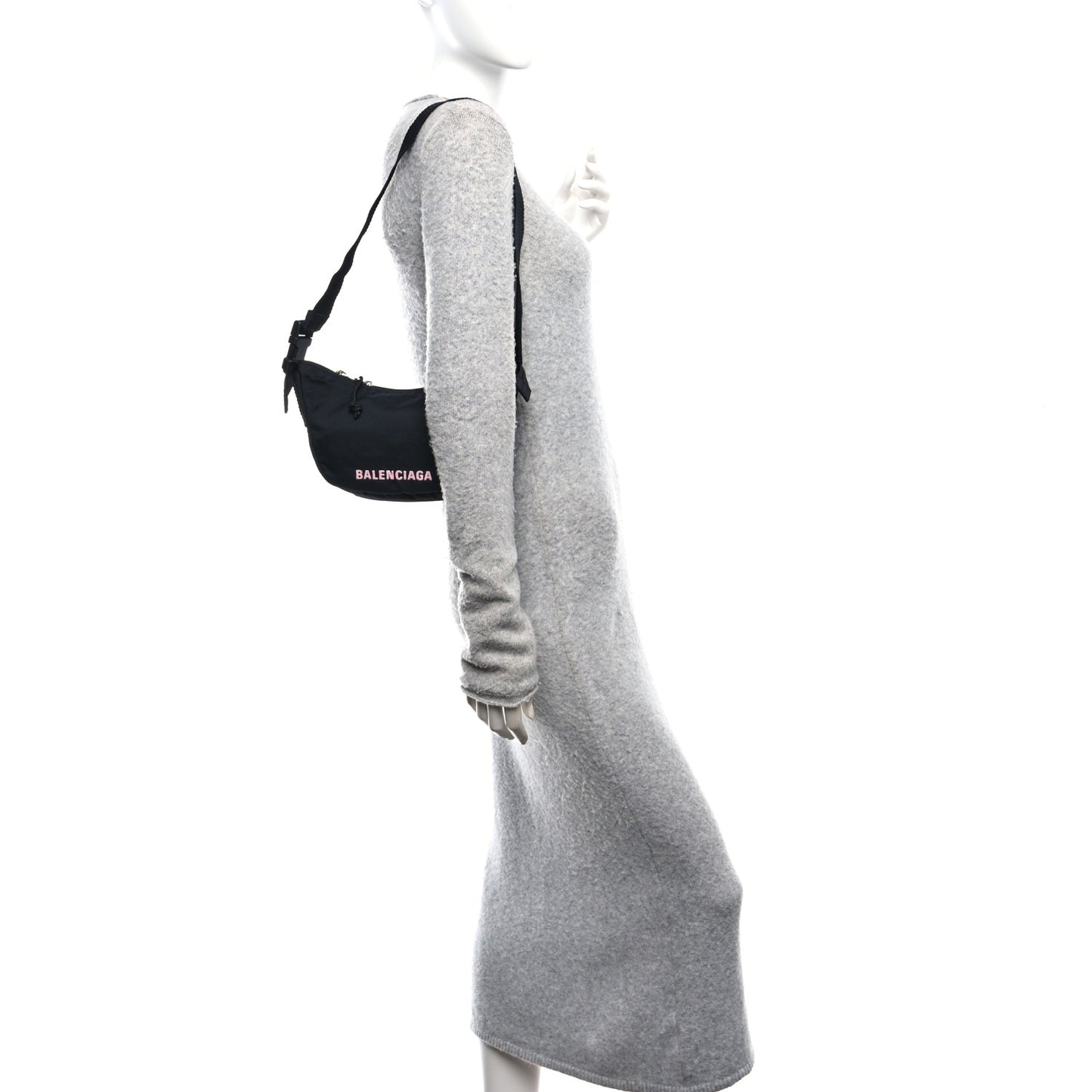 Recycled Sport Nylon Logo Embroidered Wheel Sling Bag Black Pink