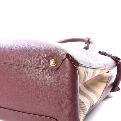Burberry Grainy Calfskin House Check Medium Banner Tote Mahogany Red 6 of 10